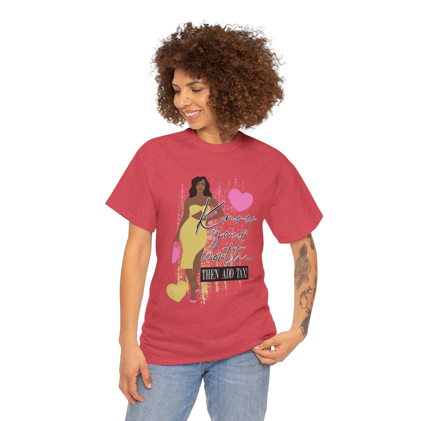 “Know Your Worth, Then Add Tax” Women Empowerment T-Shirt - Yellow Dress