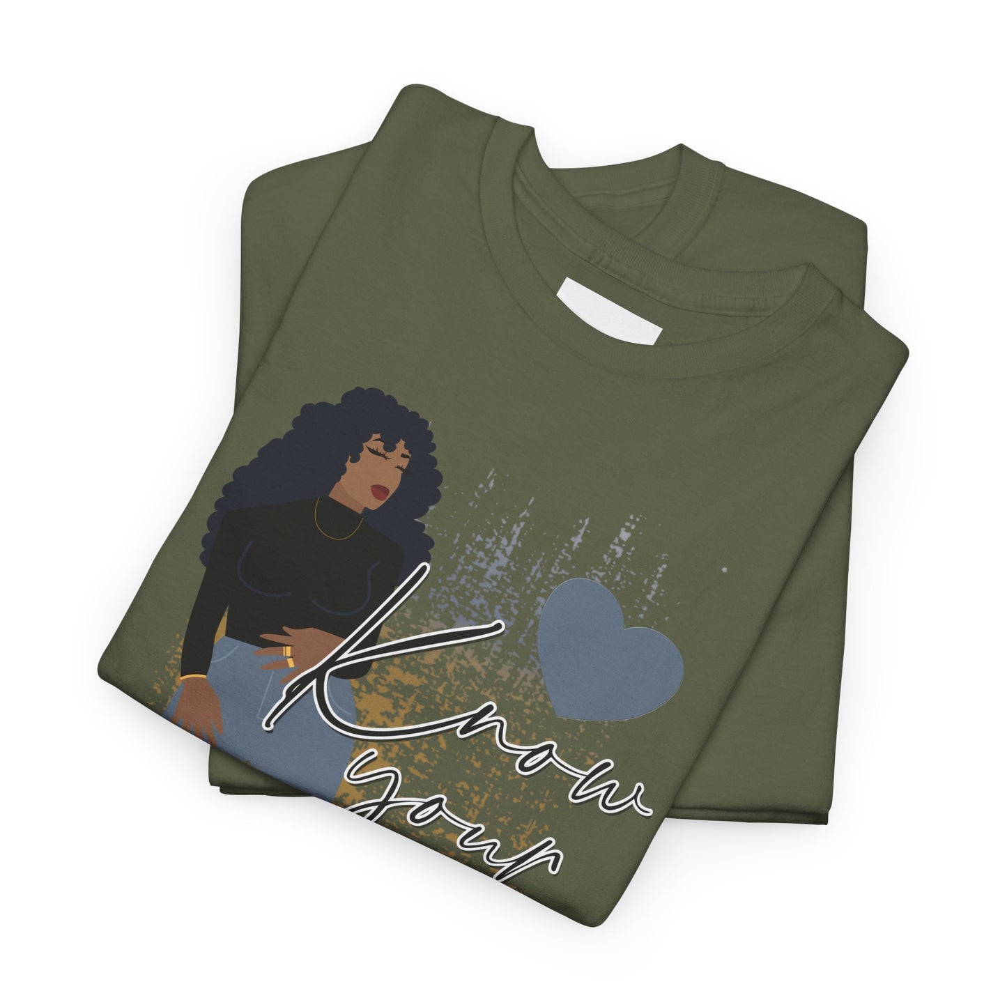 “Know Your Worth, Then Add Tax” Women Empowerment T-Shirt - Black Shirt w/ Blue Jeans