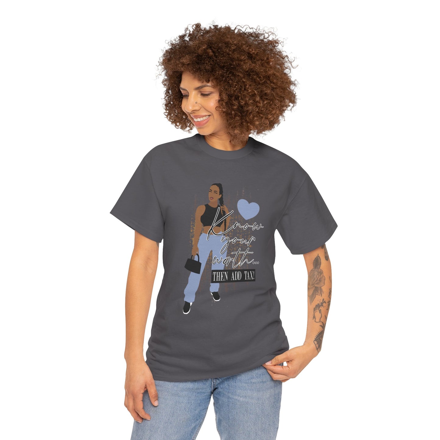 “Know Your Worth, Then Add Tax” Women Empowerment T-Shirt - Black Crop Top