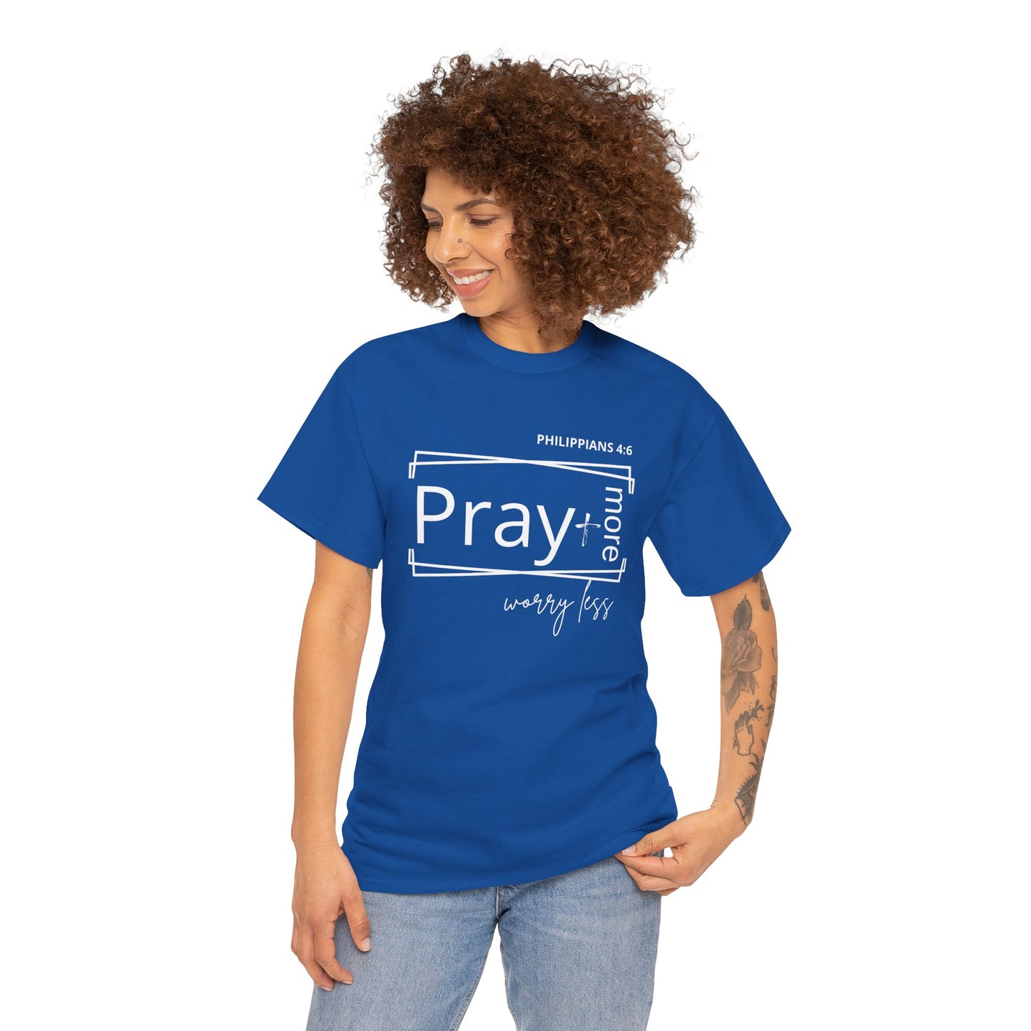Blue & White - Pray More, Worry Less Philippians 4:6