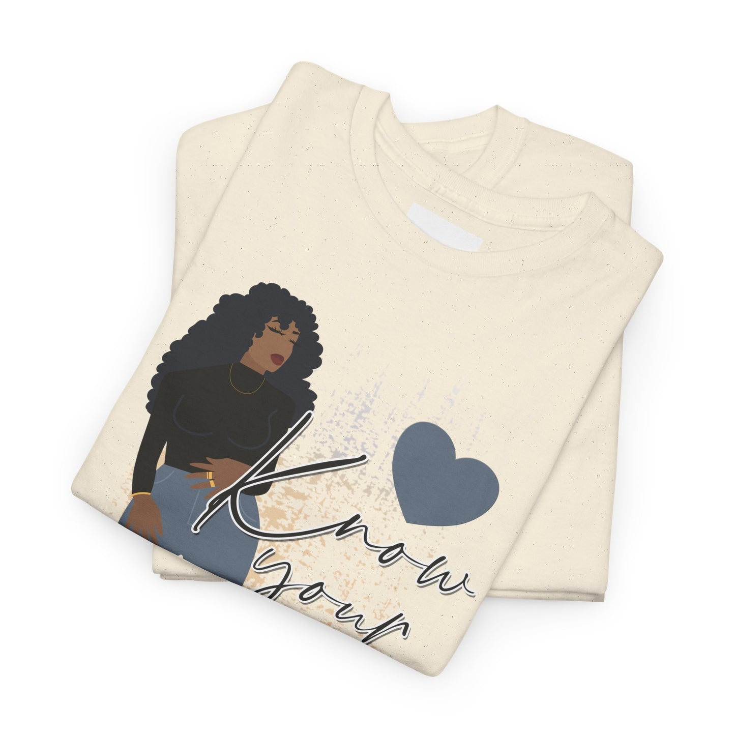 “Know Your Worth, Then Add Tax” Women Empowerment T-Shirt - Black Shirt w/ Blue Jeans