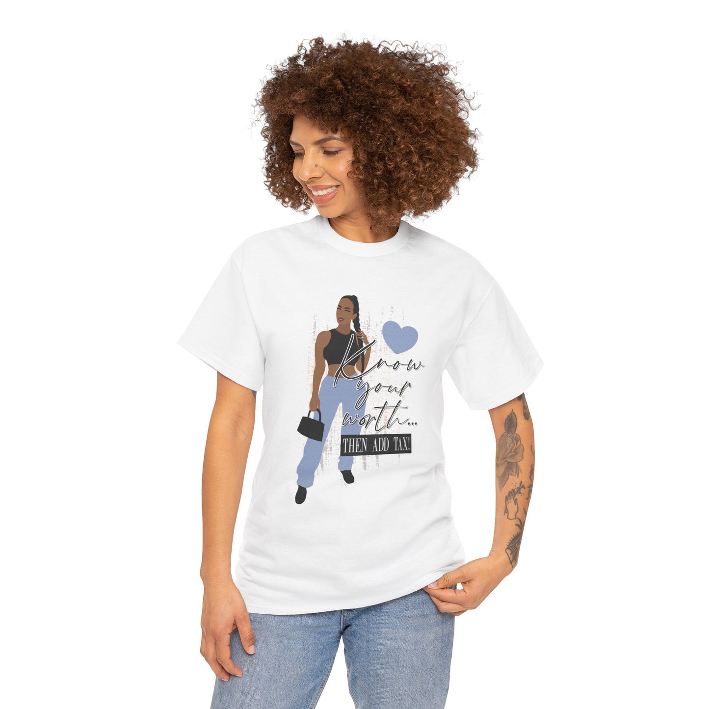 “Know Your Worth, Then Add Tax” Women Empowerment T-Shirt - Black Crop Top