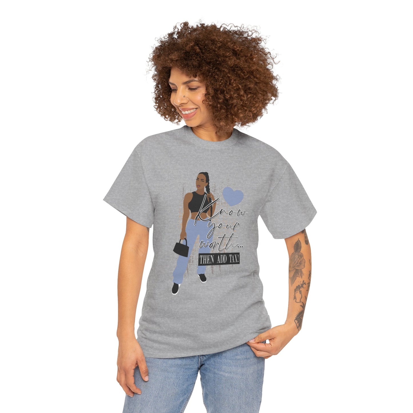 “Know Your Worth, Then Add Tax” Women Empowerment T-Shirt - Black Crop Top