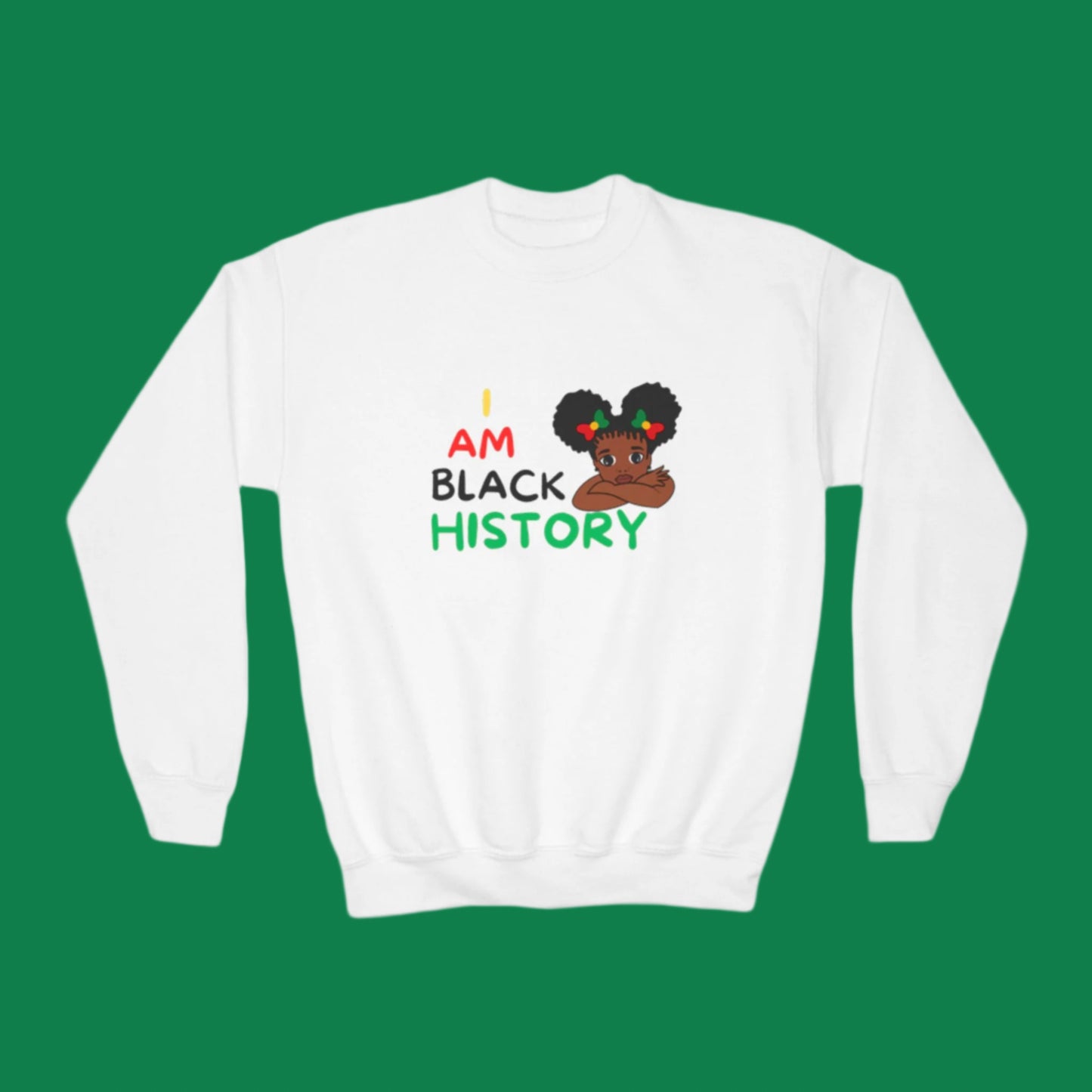 “I Am Black History” Girls Youth Crewneck Sweatshirt