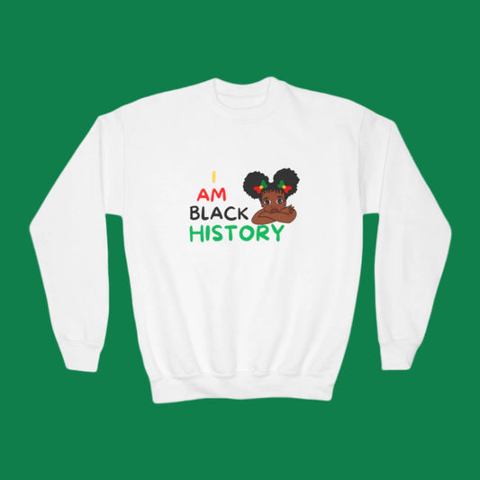 “I Am Black History” Girls Youth Crewneck Sweatshirt