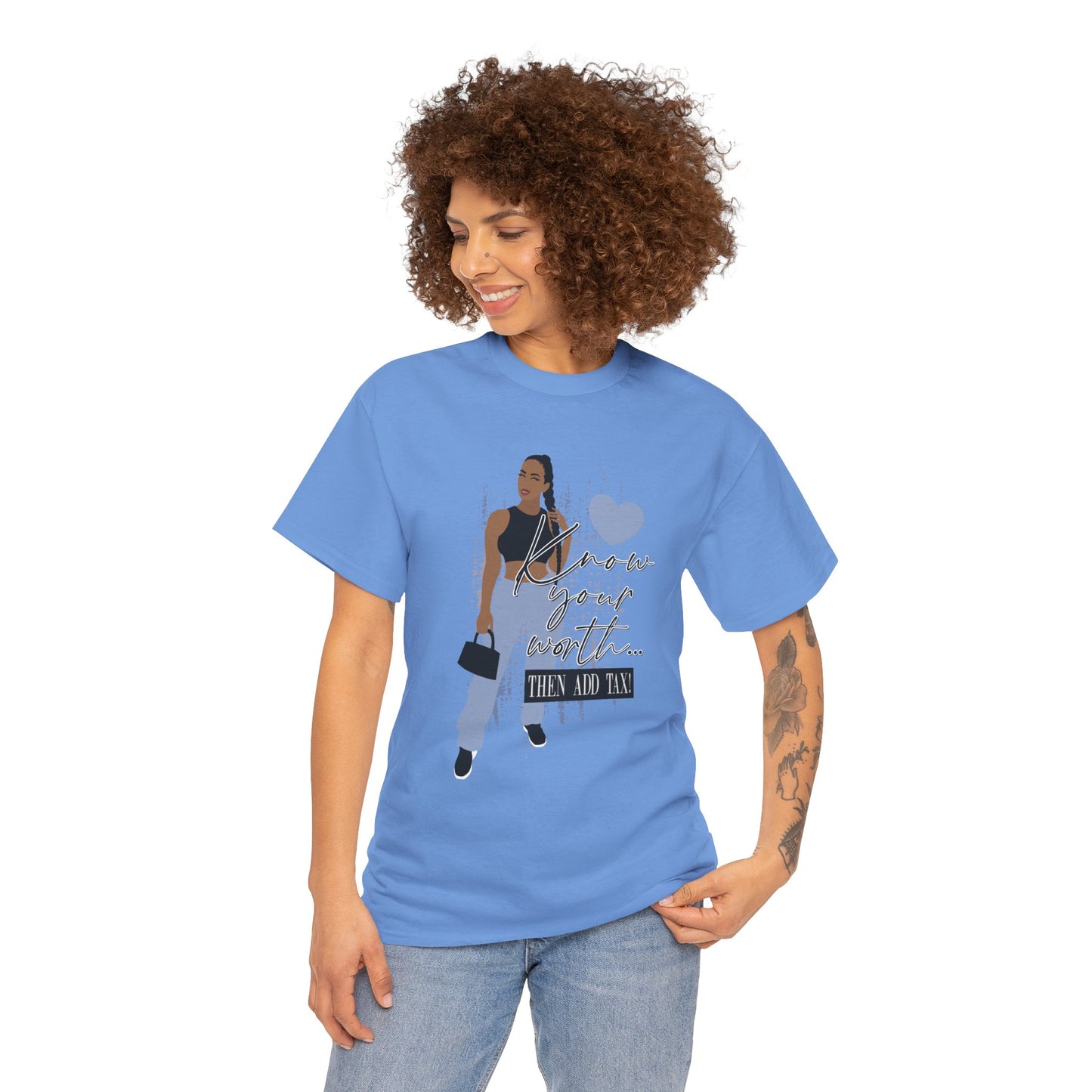 “Know Your Worth, Then Add Tax” Women Empowerment T-Shirt - Black Crop Top