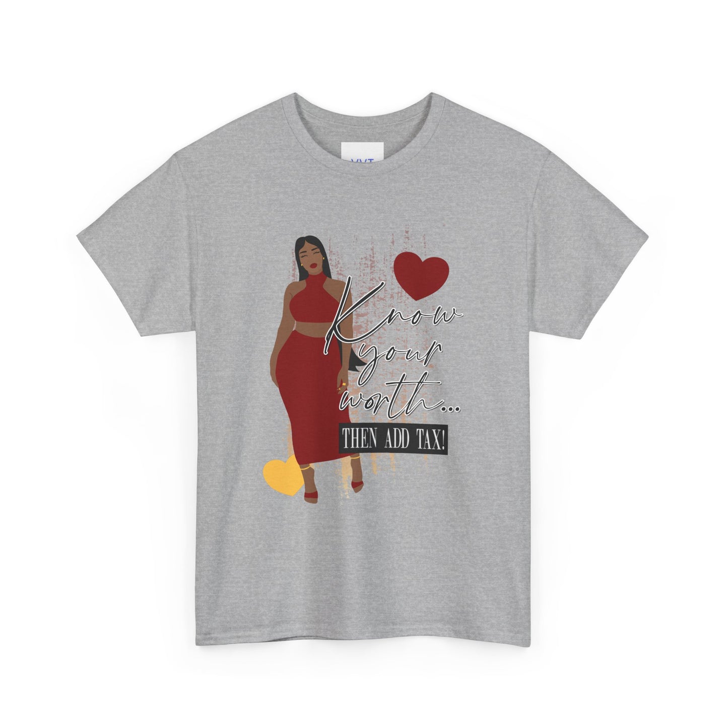 “Know Your Worth, Then Add Tax” Women Empowerment T-Shirt - Red Dress