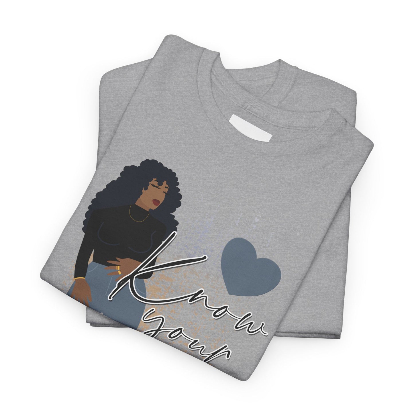 “Know Your Worth, Then Add Tax” Women Empowerment T-Shirt - Black Shirt w/ Blue Jeans