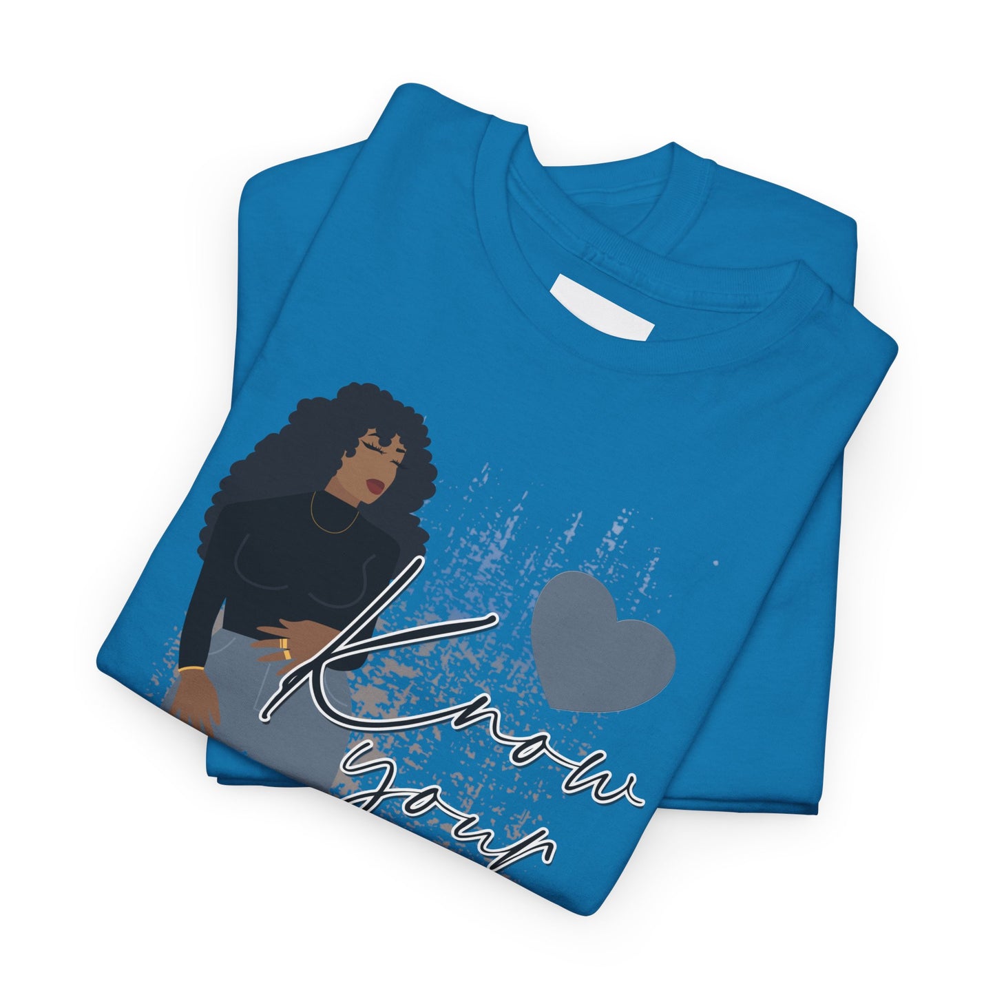 “Know Your Worth, Then Add Tax” Women Empowerment T-Shirt - Black Shirt w/ Blue Jeans