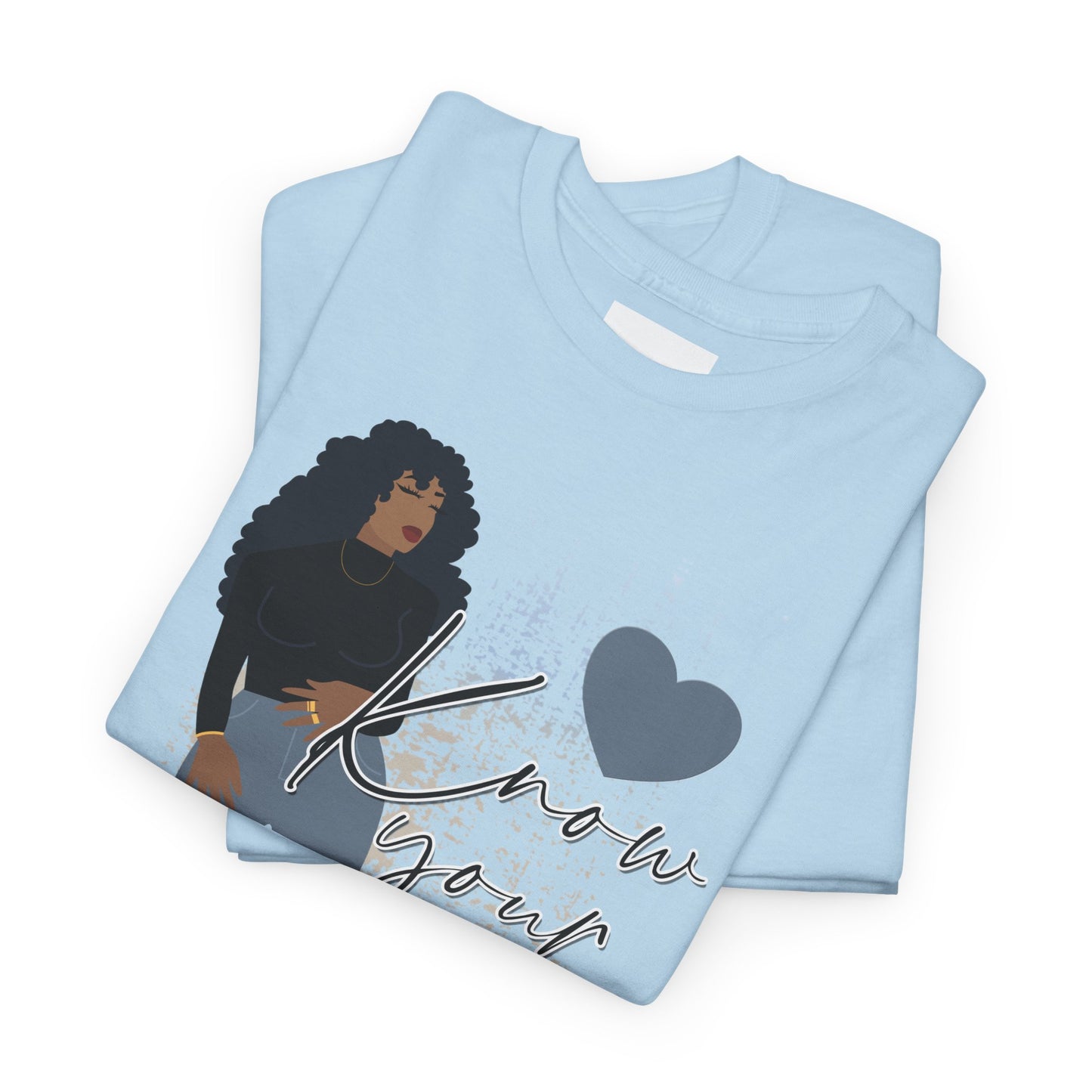 “Know Your Worth, Then Add Tax” Women Empowerment T-Shirt - Black Shirt w/ Blue Jeans